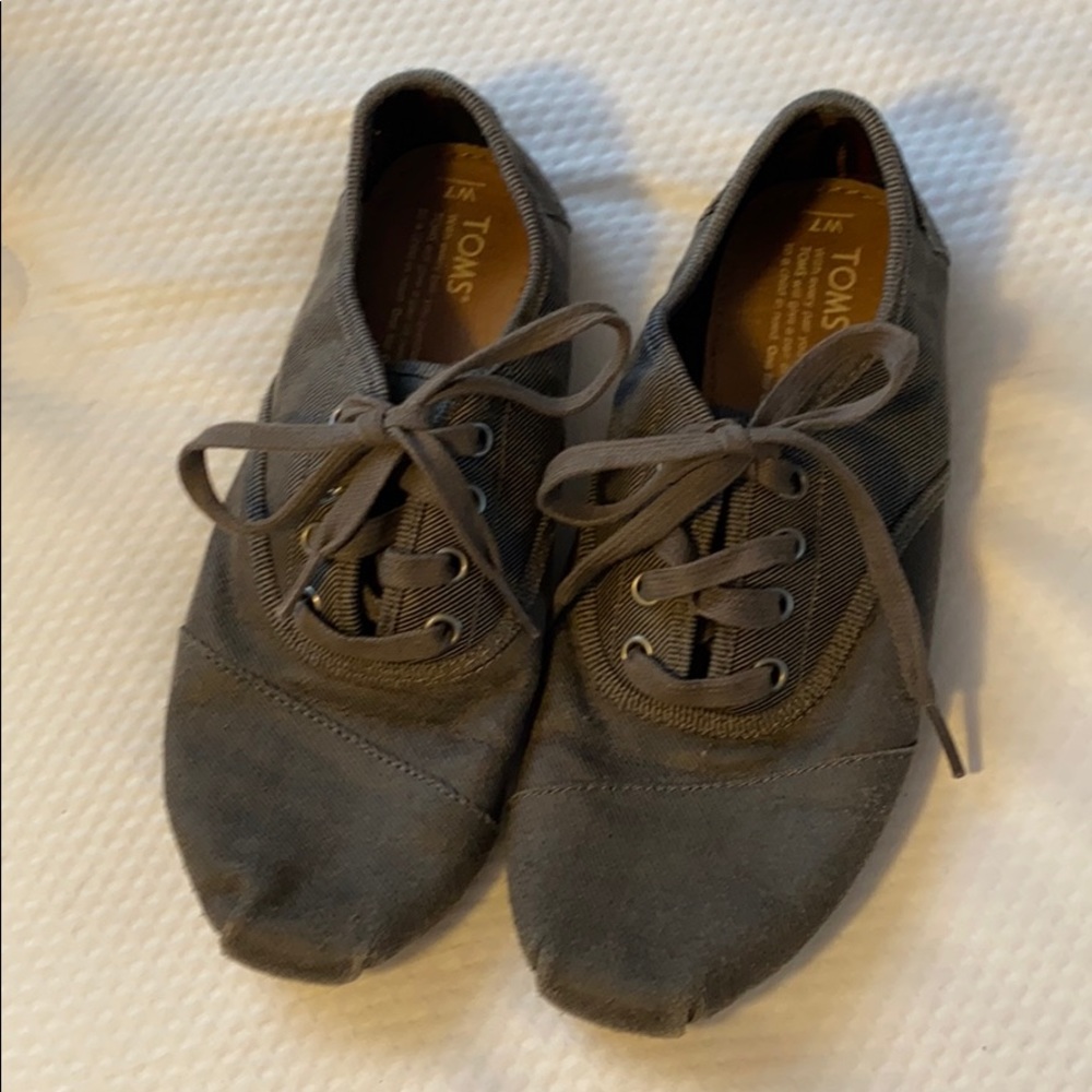 Grey Corduroy Toms Sneakers and Tribal Pattern